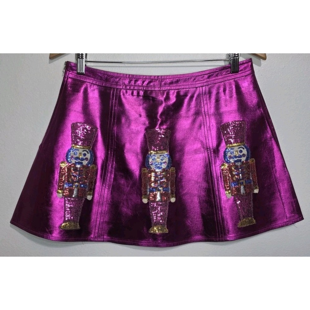 Judith March Rare Nutcracker Sequin Mini Skirt Holiday Christmas Sparkle Pink Lg